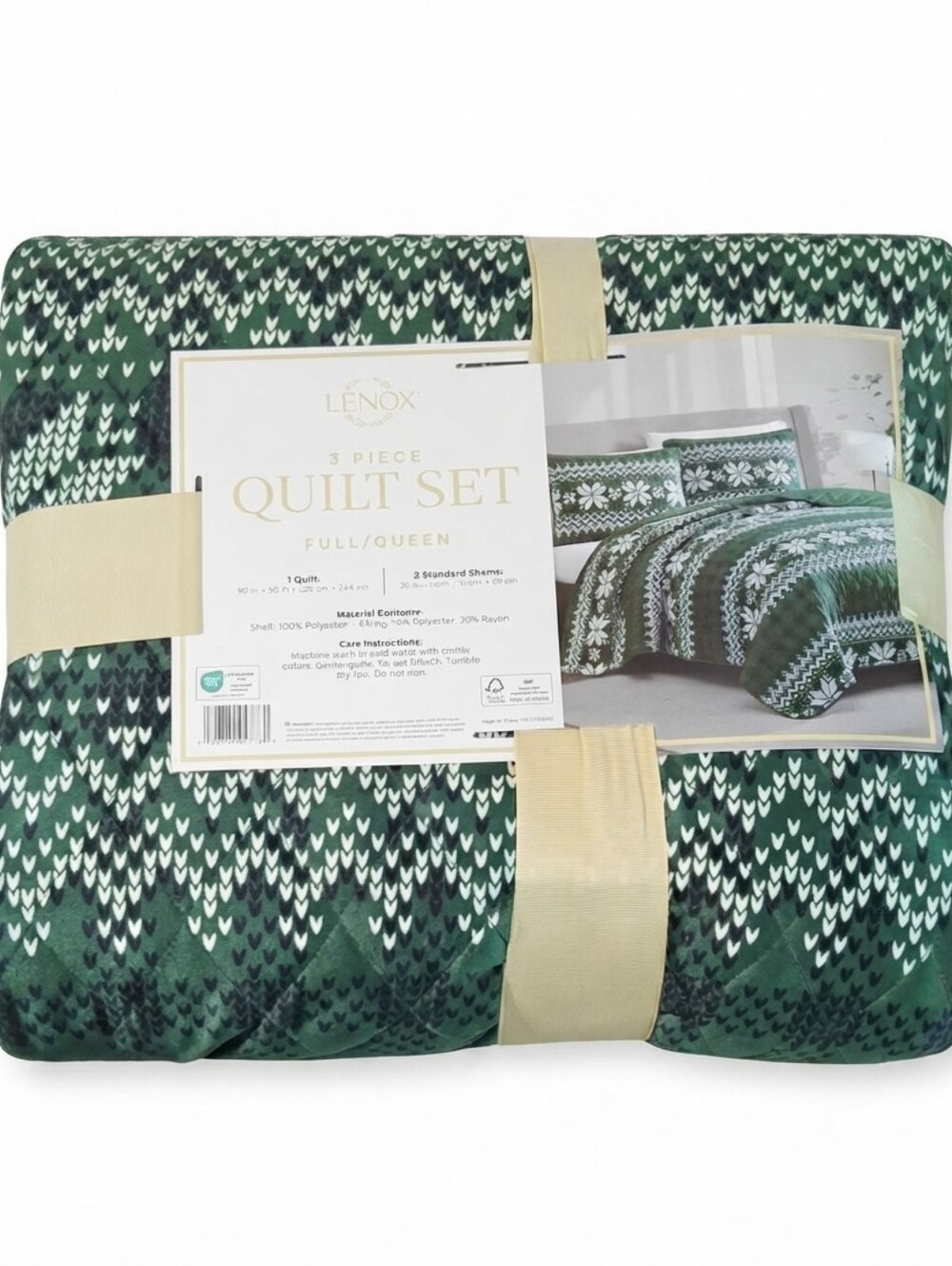 NWT Lenox Quilt & Sham Set (Green)